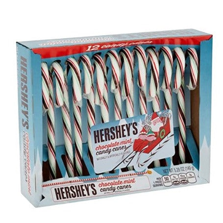 Hershey's Chocolate Mint Candy Canes - Pack of 12